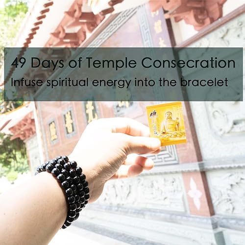 Miniatura 6 de Obsidian Bracelet Natural Black Onyx Tiger Eye Stone with Phoenix Totem Jewelry Bracelet, 8mm Beaded Bracelets Feng Shui Bracelet for Meditation