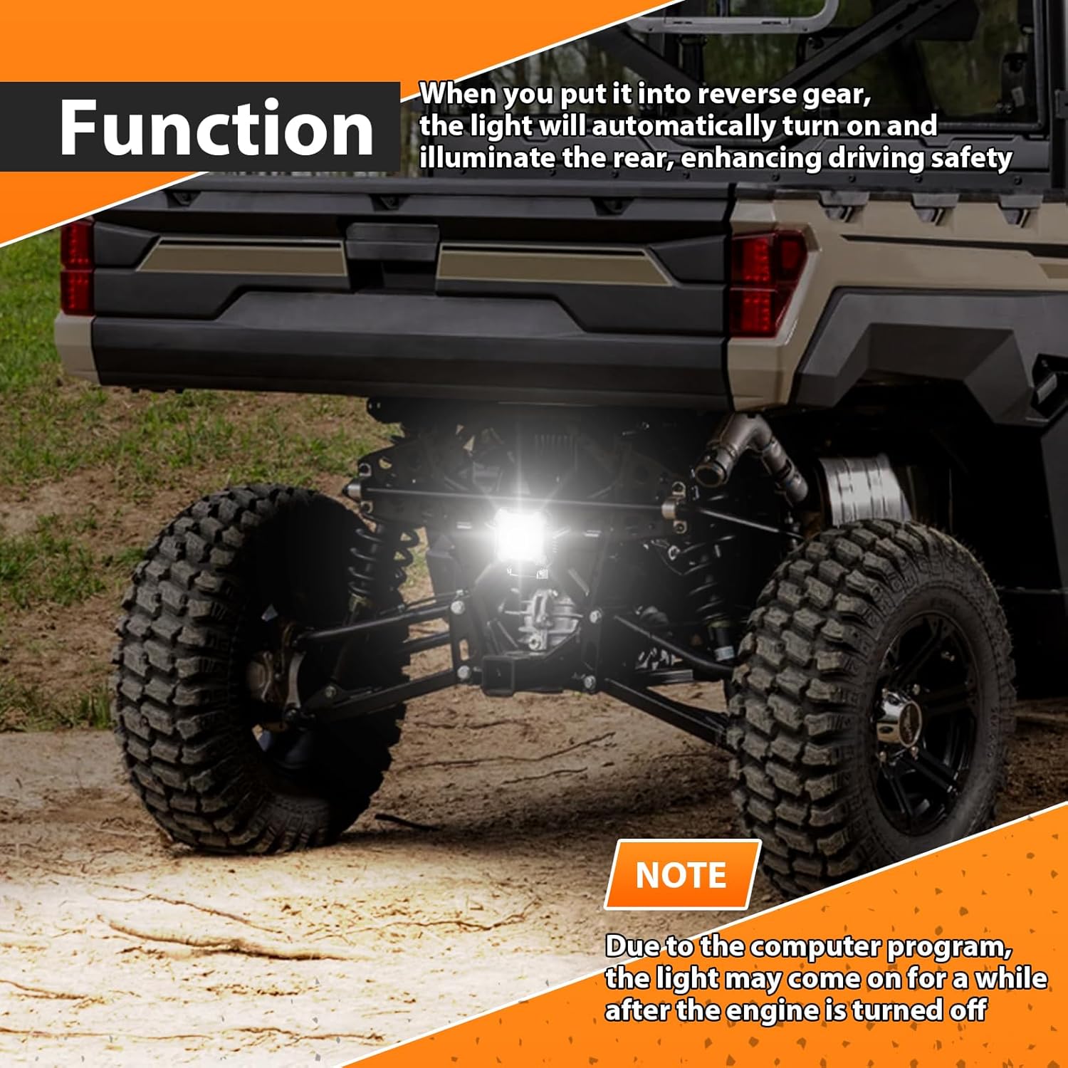 WeiSen 36W Plug & Play Backup Reverse Light, 4" Automatic Rear Flood Lights Compatible with Polaris Ranger XP 1000 Crew Cab 2018-2025