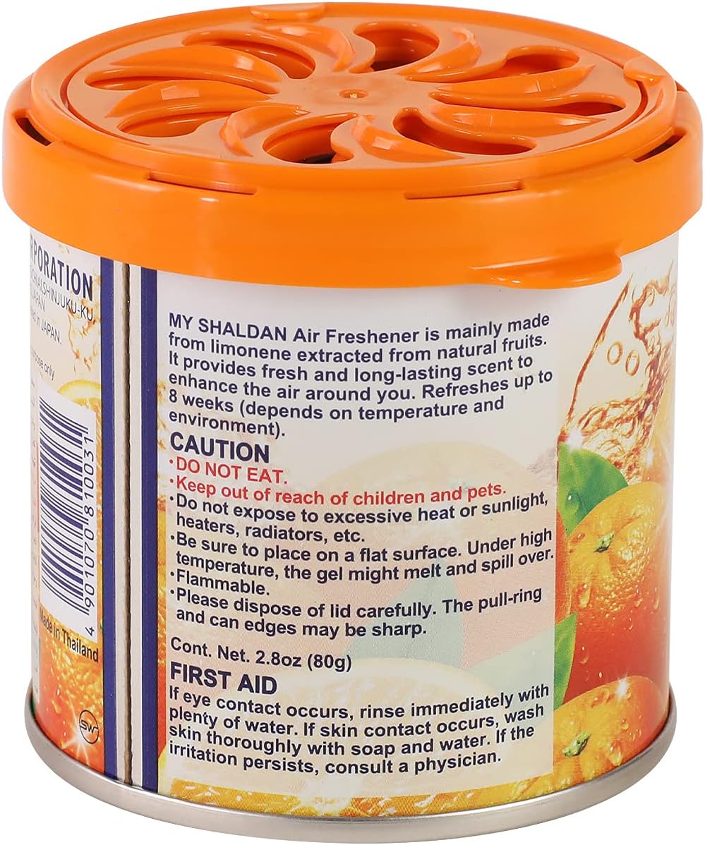 Auto Dynasty My Shaldan Japanese Room/Car Limonene Gel Natural Air Freshener Cans, Orange Scent, 80g