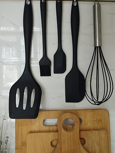 Miniatura 4 de Utensilios de cocina de silicona, cuchara de silicona 5 piezas, un juego de accesorios de cocina de 5 uds., Utensilios de cocina de silicona fáciles