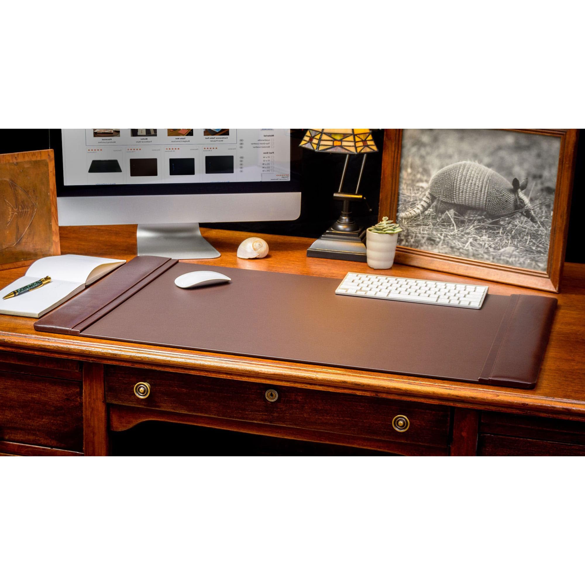 Dacasso 8-teiliges Schreibtisch-Set aus Leder – Schreibunterlage und Schreibtischunterlage – Executive Decor und Oberflächenschutz, Schokoladenbraun