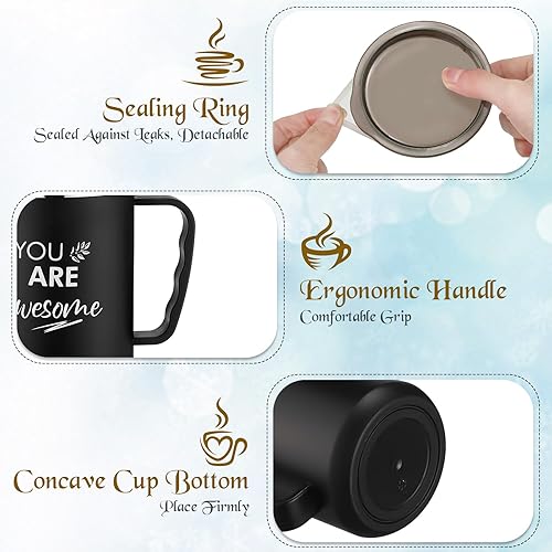 Vista 15 de Sumind Regalos de agradecimiento de Navidad para empleados, tazas de café de acero inoxidable de 17 onzas, regalos con asa y tapa y popote