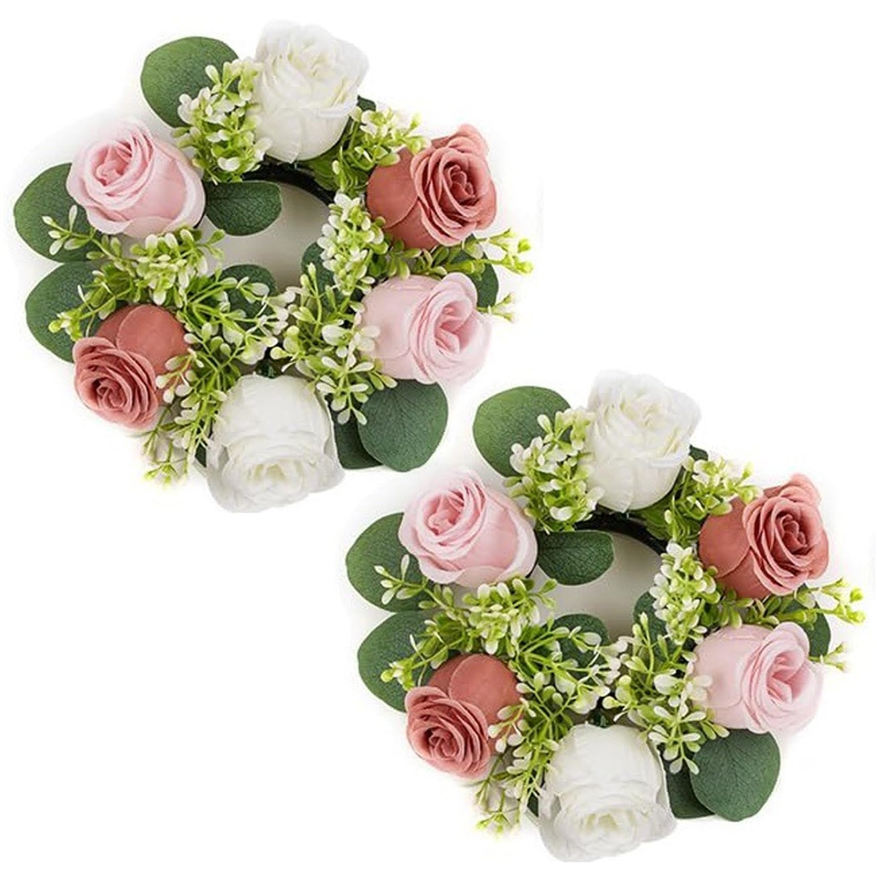 Anneaux de couronne bougies en roses pour sublimer facilement vos tables de mariage et fêtes