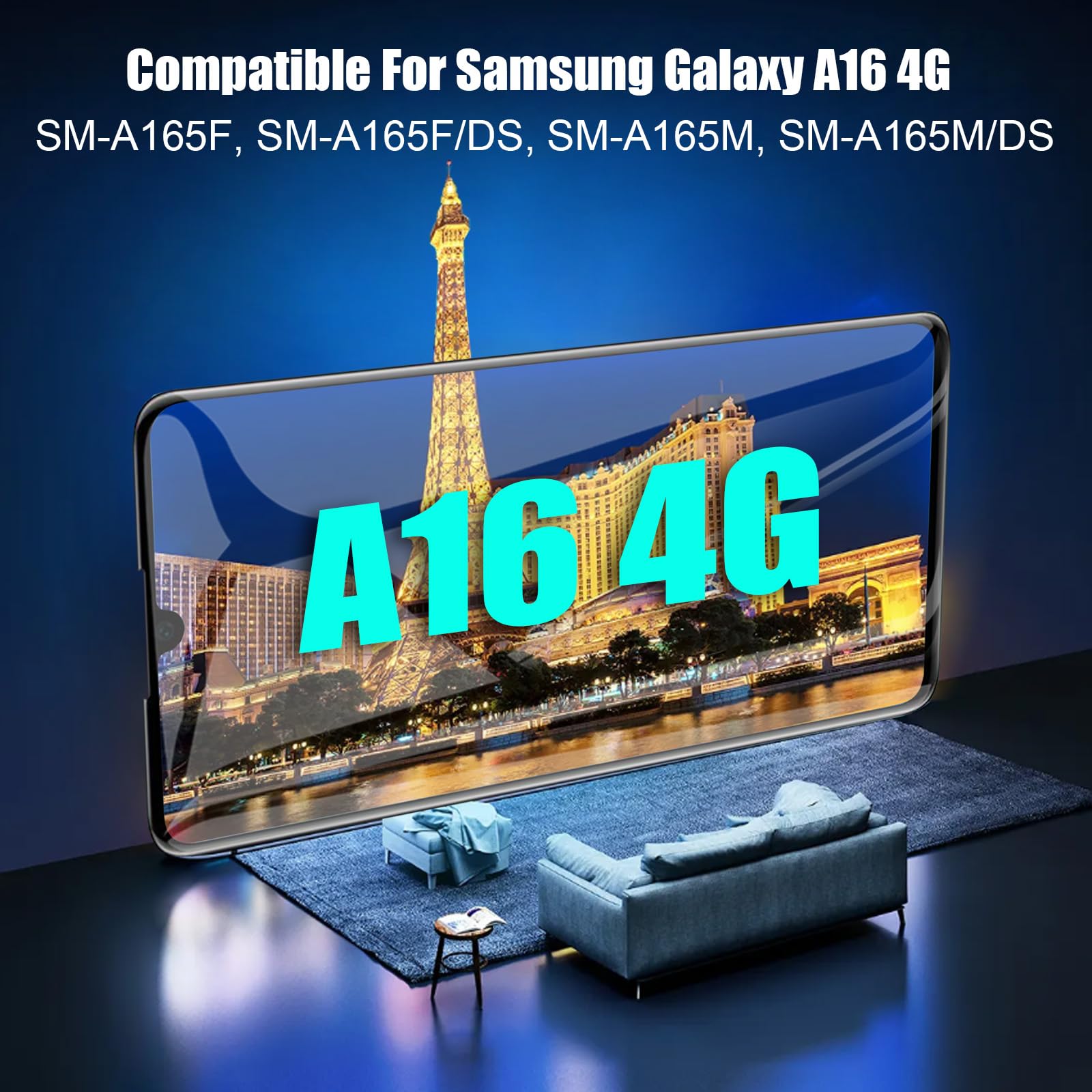 DTD Écran pour Samsung Galaxy A16 4G A165F/A165M LCD Remplacement d'Écran Numériseur Écran Tactile Monté Remplacement avec Outils (Noir avec Cadre)