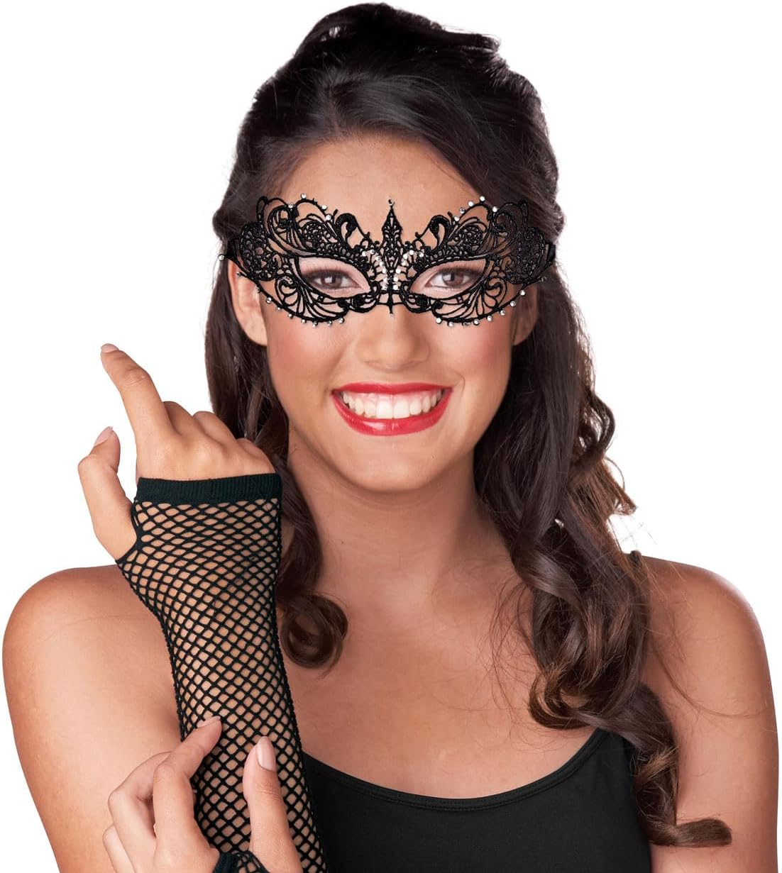 Alvogimor Women Lace Masquerade Mask, Costume Mask with Shiny Gemstone Decor for Halloween,Christmas Proms, Mardi Gras