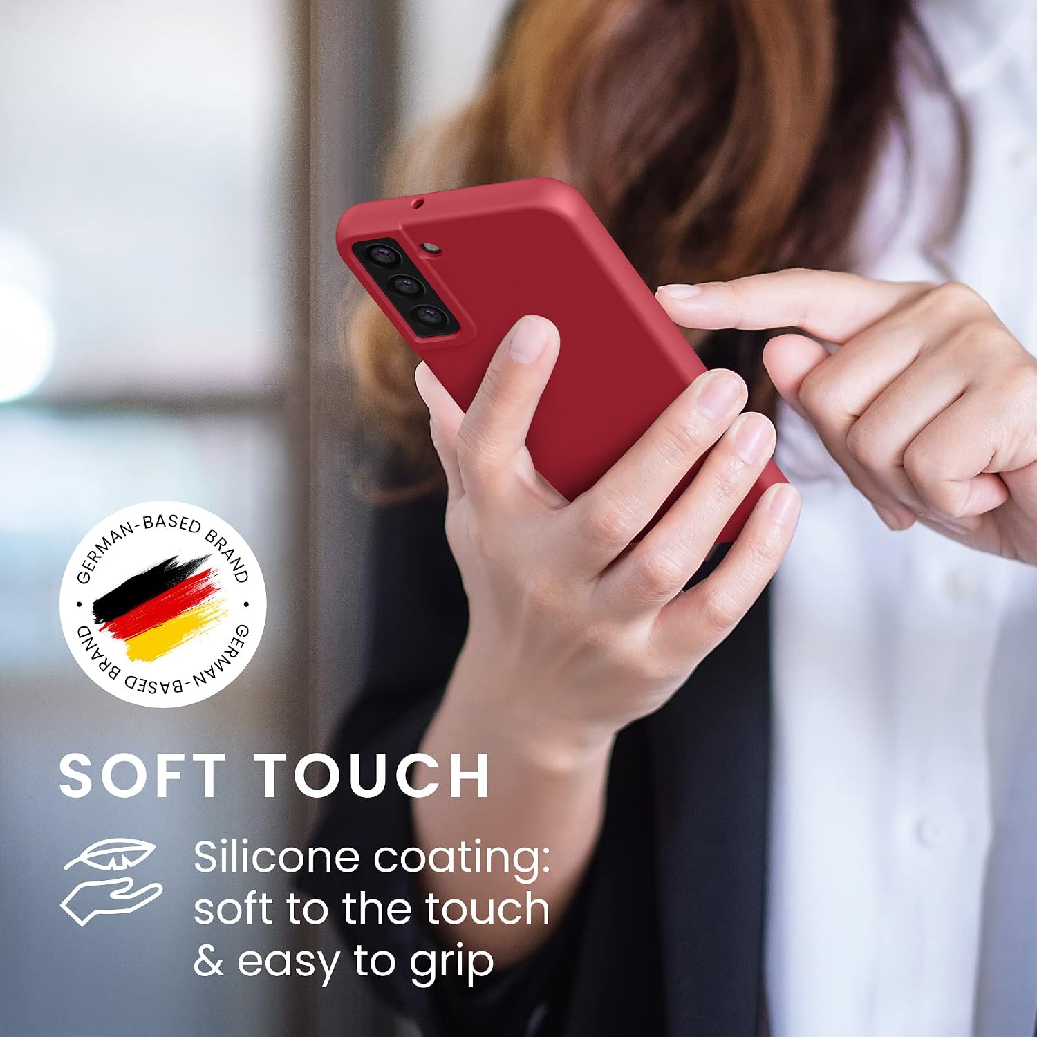 kwmobile Case Compatible with Samsung Galaxy S22 Plus Case - TPU Silicone Phone Cover with Soft Finish - Classic Red image 5