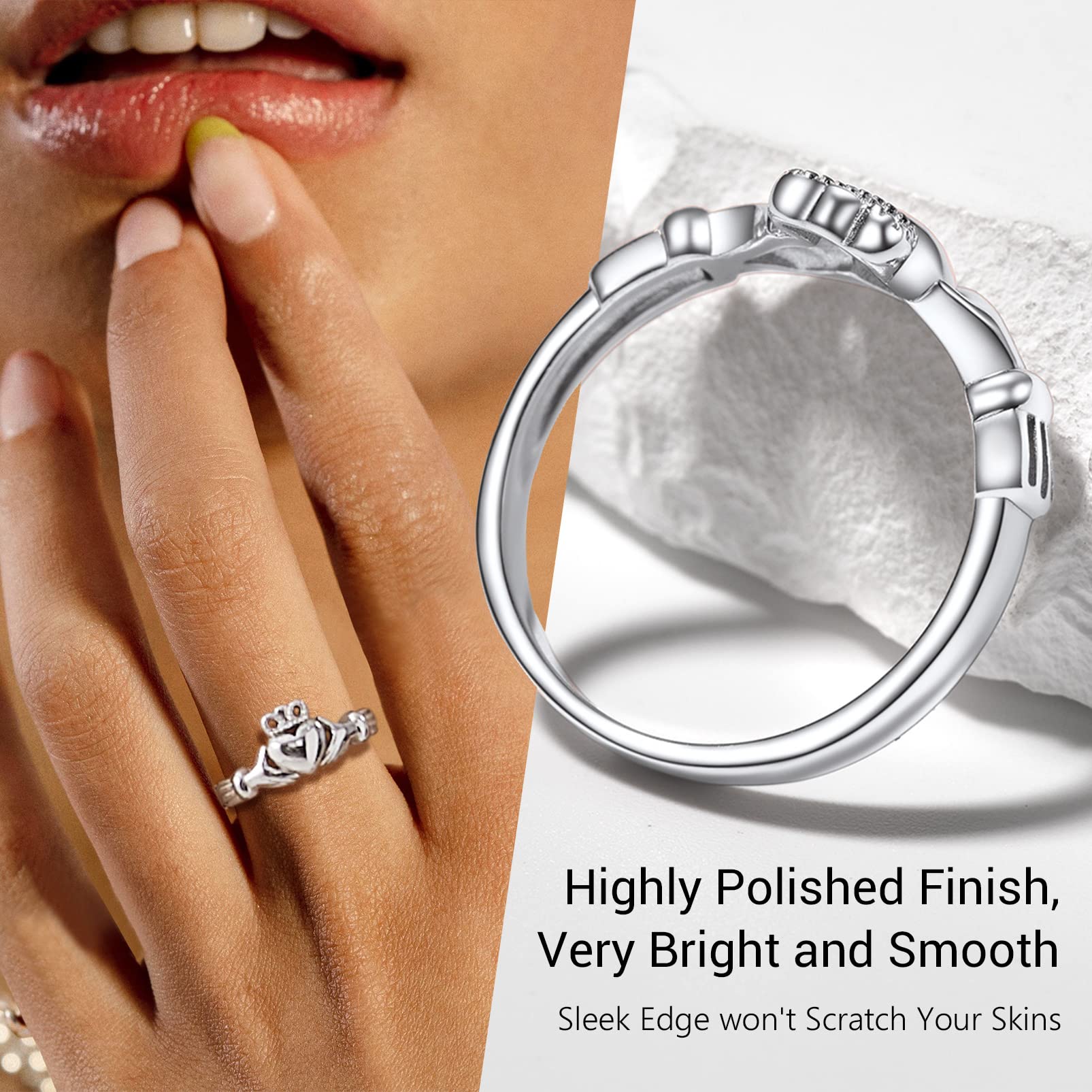 PROSILVER Anelli Donna 925 Claddagh Ring/Triquetra Mirusa 7-27 con Confezione Regalo