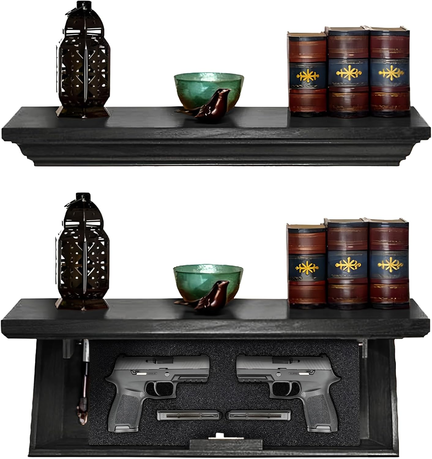 Tactical Traps Patriot 35S Compact Gun Shelf with Trap Door | Compact Firearm Storage with RFID Lock | Easy Installation | Secure & Safe Compartment | 22 ½ ” X 10 ¼” X 4” - Ebony