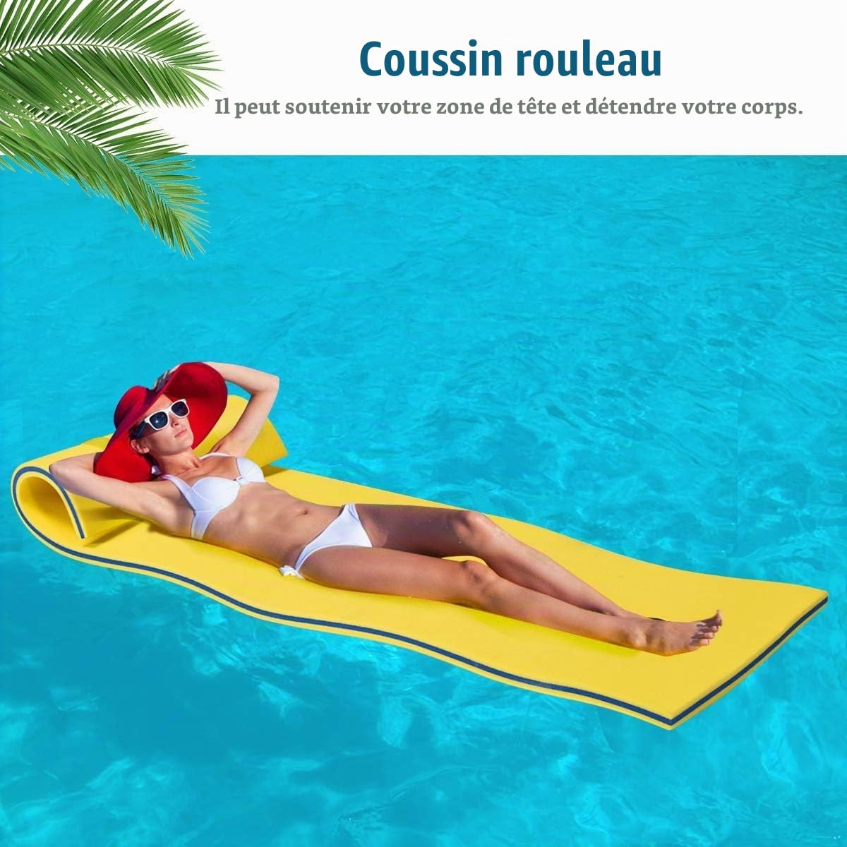 FANTASK Tapis de Natation 210 x 66 cm - Charge maximale : 60 kg - en Mousse XPE indéchirable - Jaune