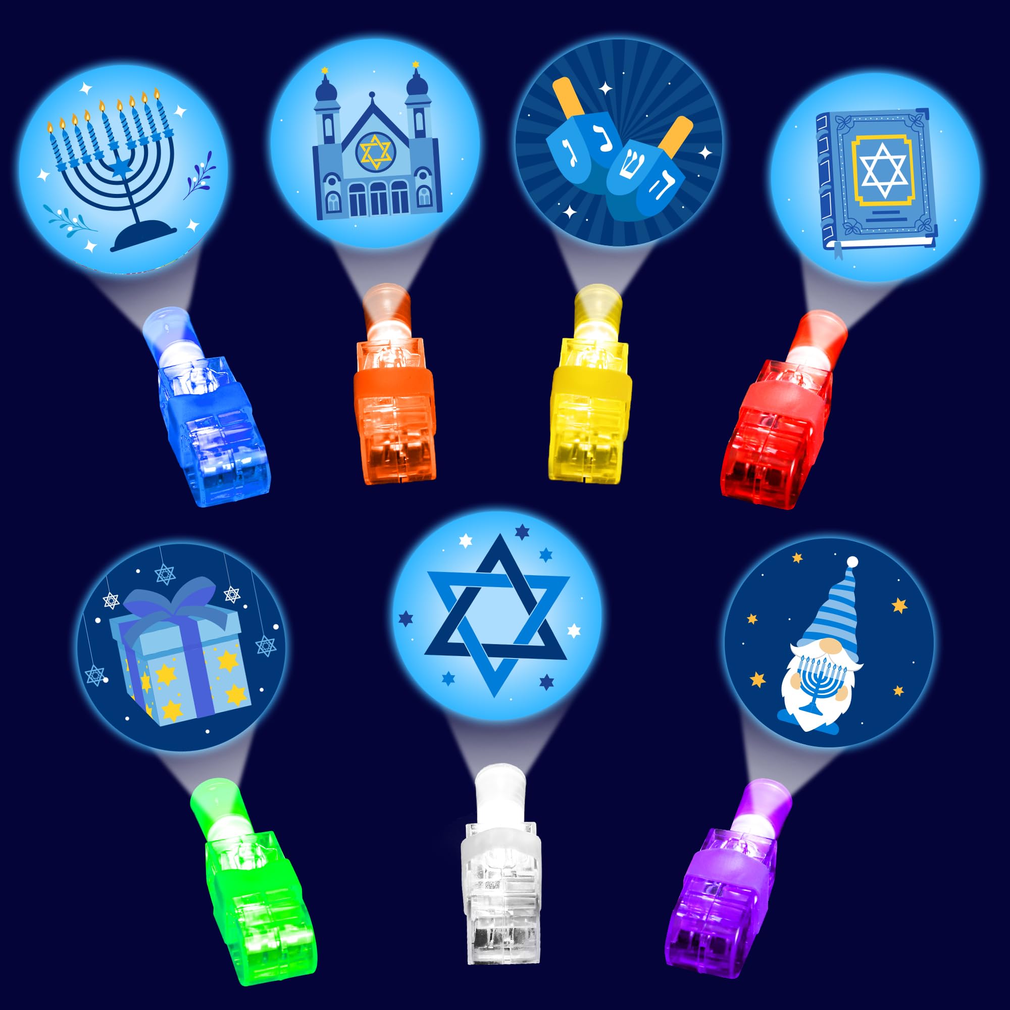 HALOGATE 28PCS Hanukkah Decorations Finger Lights, Hanukkah Party Favors Light Up Toys Bulk for Kids Goodie Bags Stuffers Party Supplies Chanukkah Decor Classroom Prizes Gifts