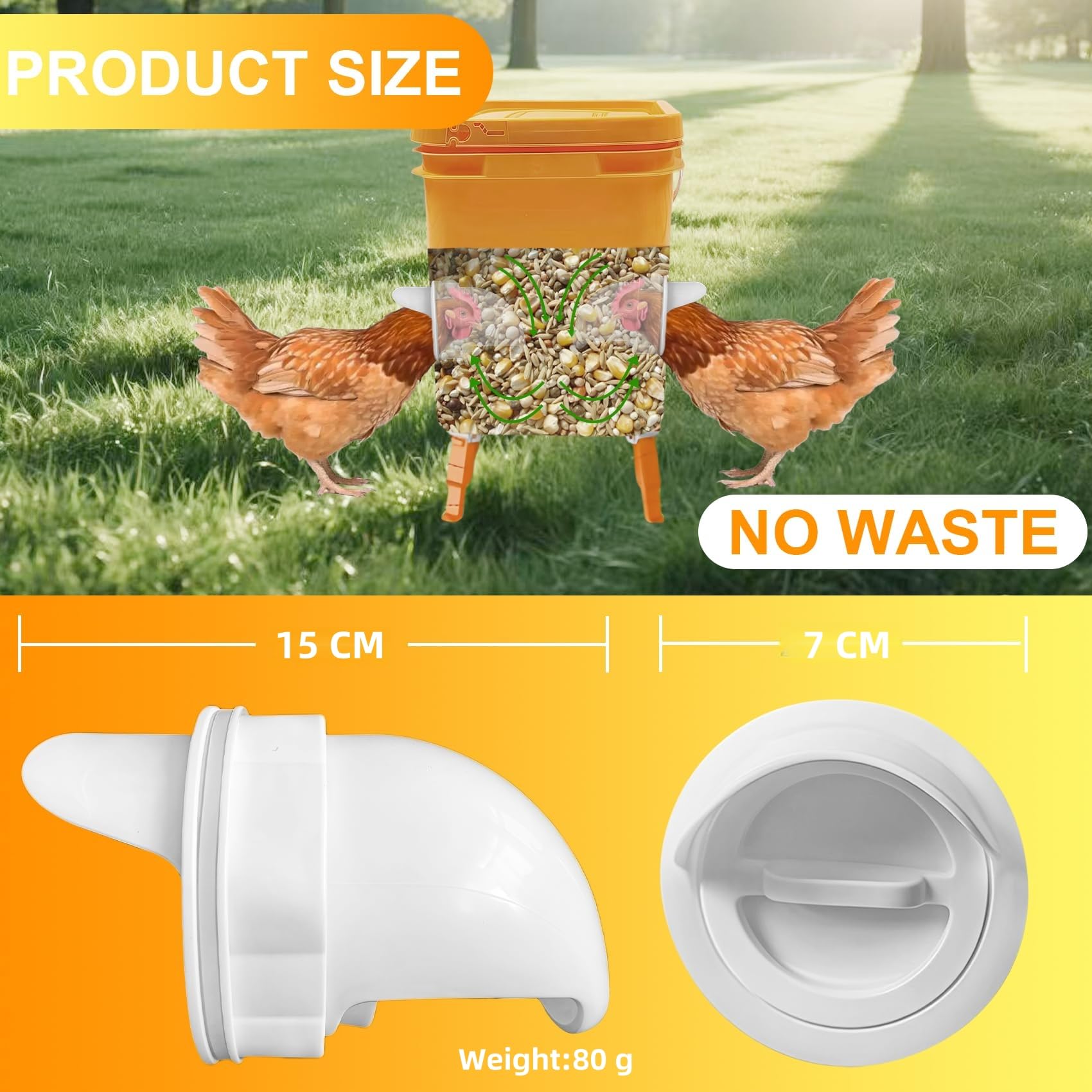 Comedero de gallinas 9 puertos Bebedero de pollo automático alimentador para aves de corral gravedad Kit para cubos de barril