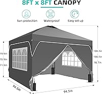 Vista 8 de GDY Tienda de campaña desplegable de 8 x 8 pies con una configuración de empuje, fácil de instalar con 4 paredes laterales para eventos, fiestas