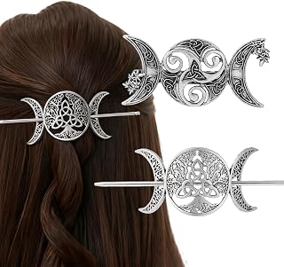 2-Piece Moon Hair Clip Set – Celtic Hair Accessories & Celestial Hair Barrettes for Women, Witchy Moon Hair Accessories with Vintage Design