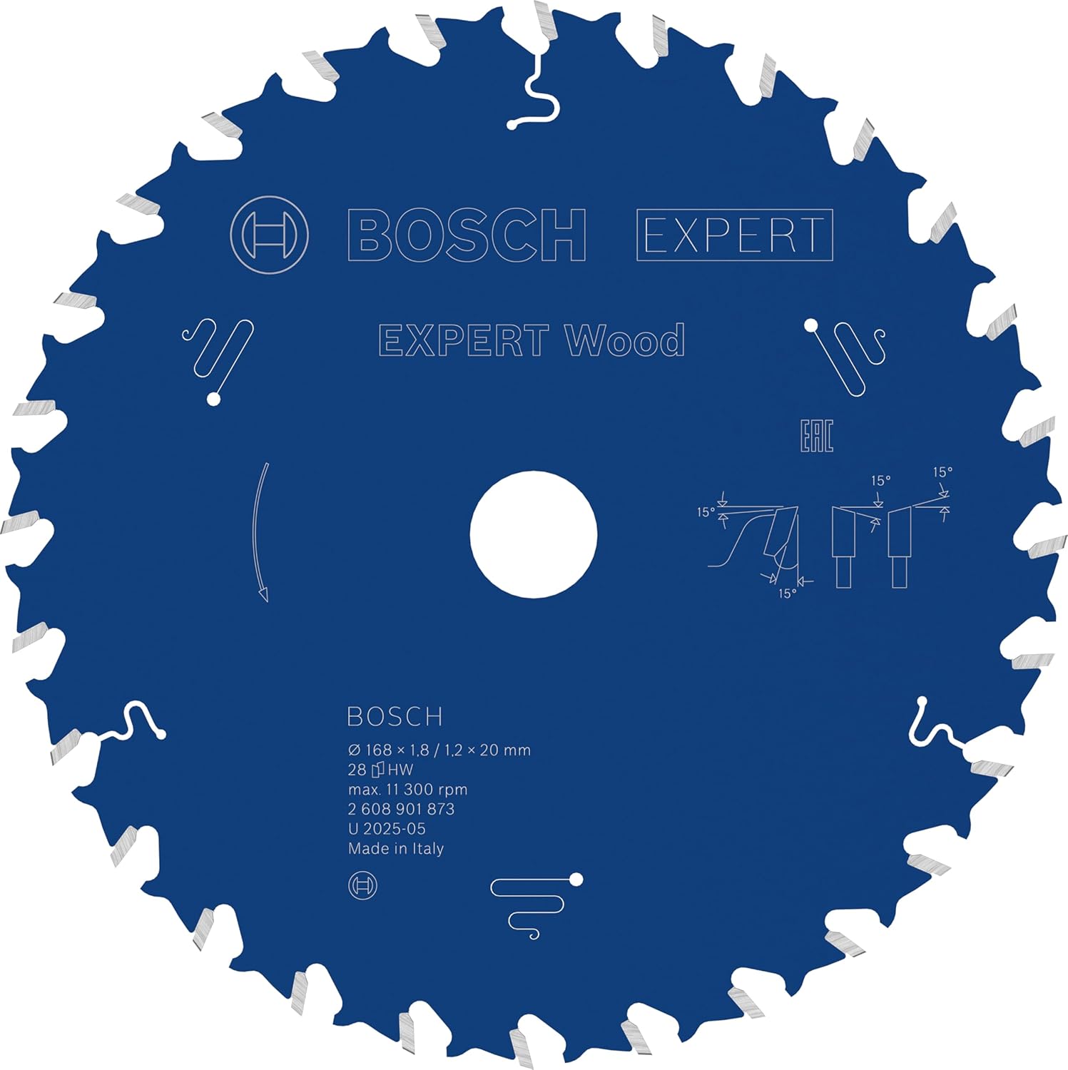 Bosch 1x Expert Wood Corded Circular Saw Blade for Handheld Circular Saw (for Softwood, Hardwood, Ø mm, Professional Accessory Hand-Held Corded Circular Saws)