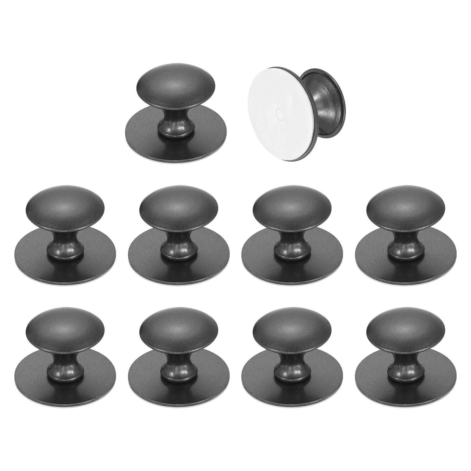 Boutons de tiroir adhésifs ronds en acier inoxydable gris pour armoire de cuisine