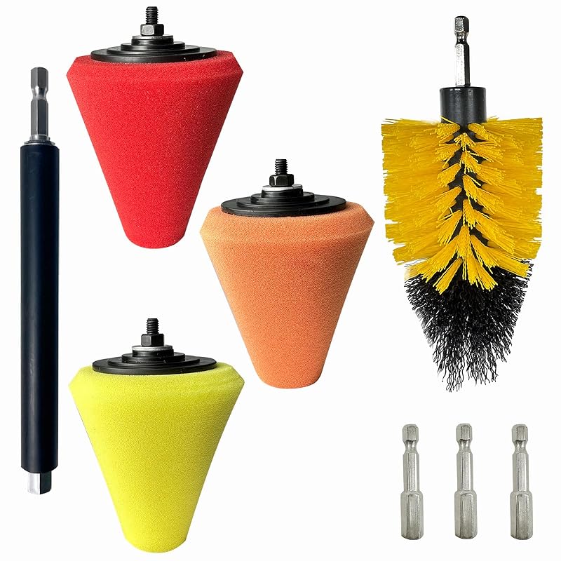 Kit de Boinas Cônicas de Espuma para Polimento com Suporte Extensor Manual Noyfemr
