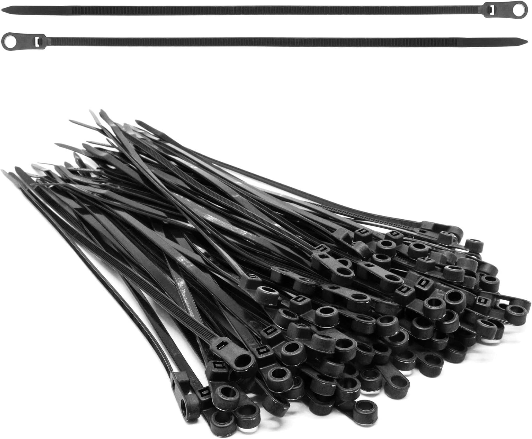 Mounting Hole Cable Ties 100 Pack 8 Inch 50 Lbs, Nail