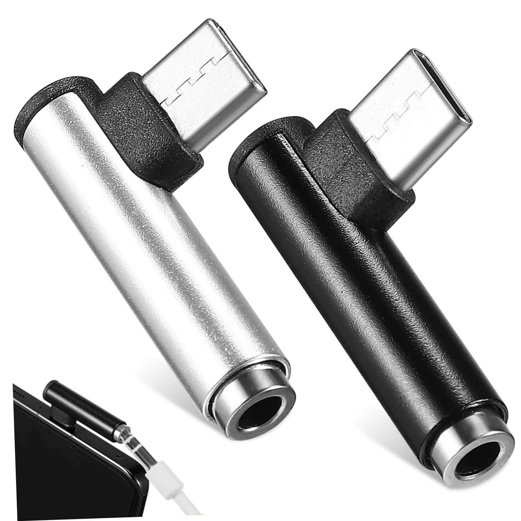 Adaptateur USB-C pour casque avec design angulaire idéal en voyage