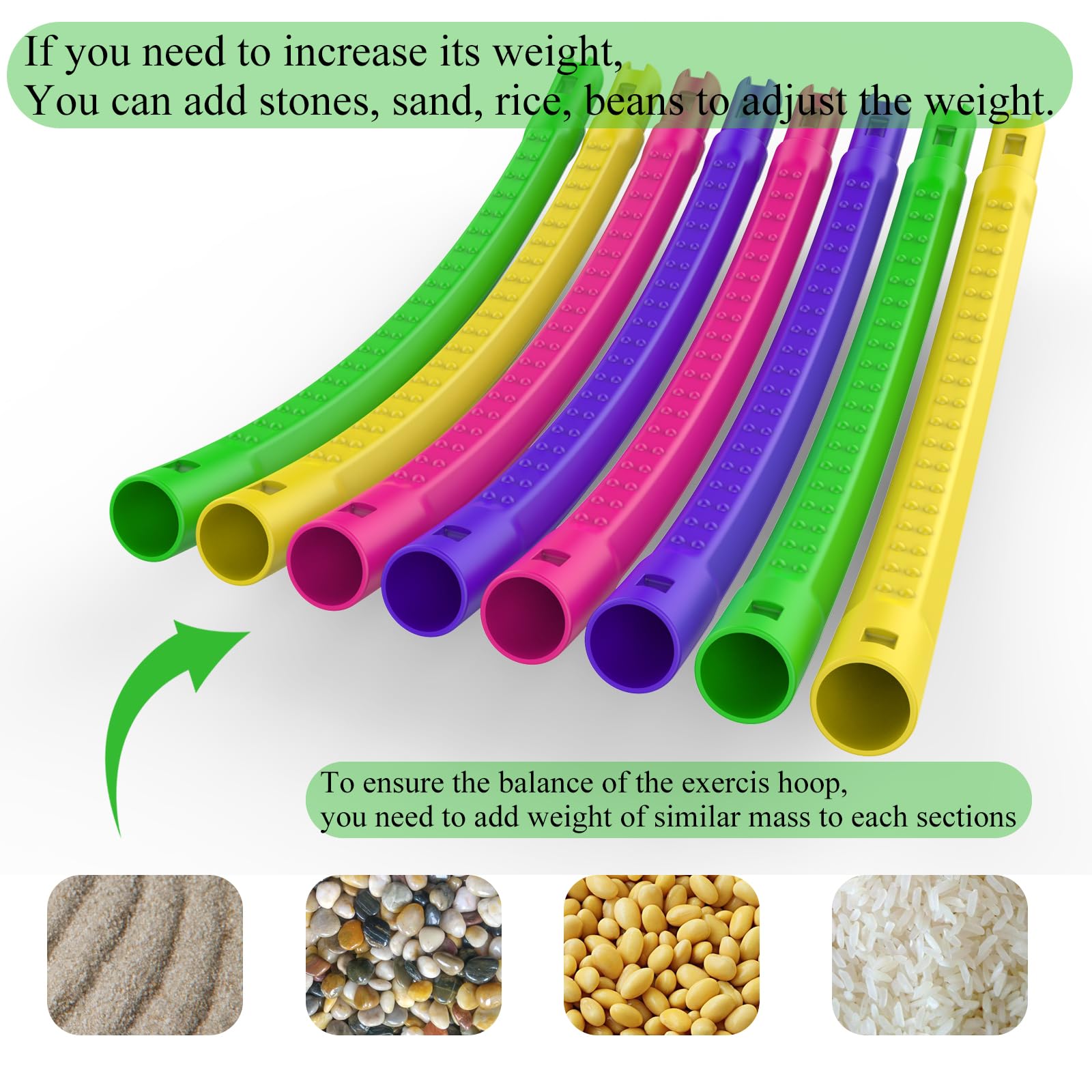 WEOKLL 2 Pack Toy Color Hoop and Jump Rope for Kids,Detachable & Size Adjustable Plastic Colourful Exercise Hoop for Boys and Girls Party Games, Gymnastics, Dog Agility Equipment, Christmas Wreath. - Image 6