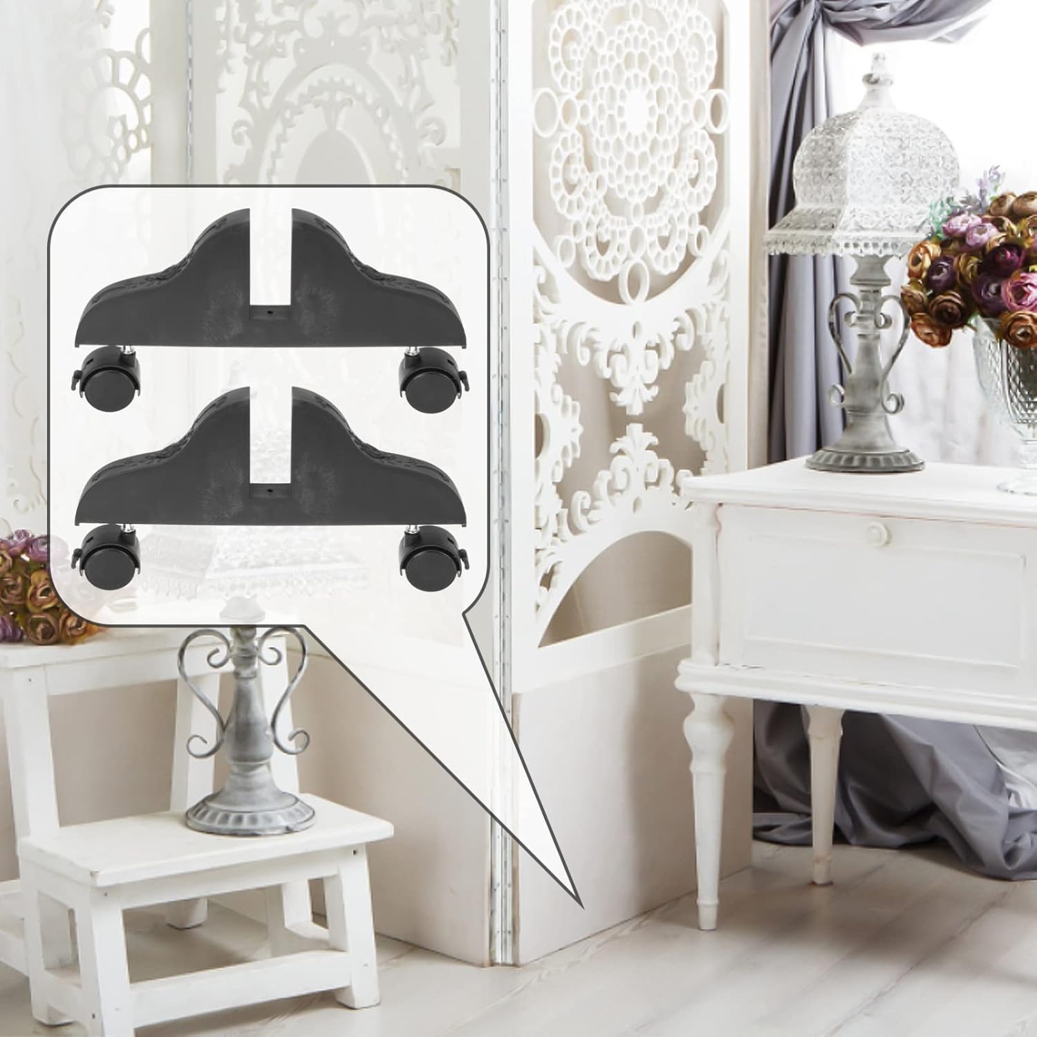 Operitacx 2pcs Removable Divider Stand Base Wheels for Folding Room Partitions Easy to Install Screen Feet Practical Support for Home Office Use