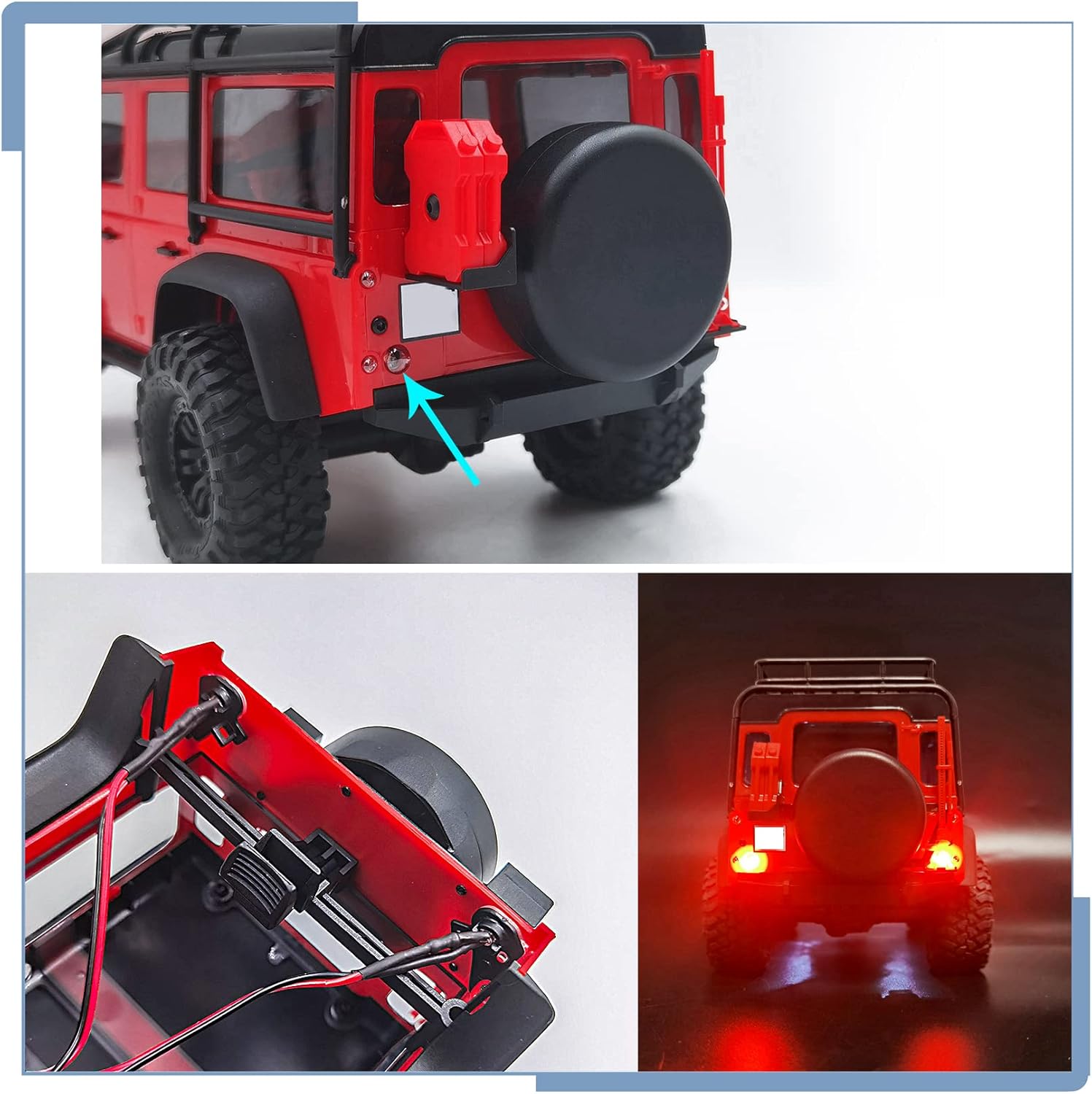 RC LED White Front Light and Red Rear Light Taillight Set for TRX4M Upgrades 1/18 Scale RC Crawler Car Accessories