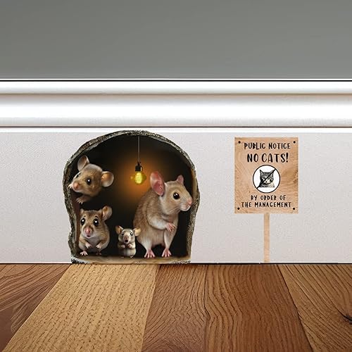 Miniatura 4 de 5 Sets Mouse Hole Stickers No Cats Scaredy Mouse Hole Wall Sticker Mouse Hole Wall Decal Kitchen Decor Decal for the Skirting Board, Baseboard, Kids