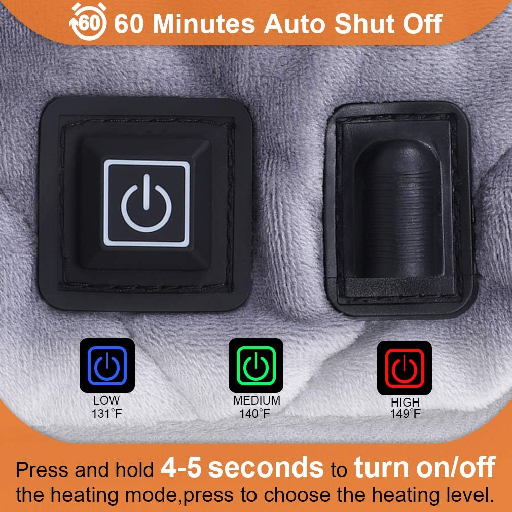 ACOMOPACK Weighted Heating Pad for Back Pain and Cramps Relief,3 Warmth Settings with Auto Off, Premium Clays Beads Filling(32"x21",6LBS,Gray) : Health & Household