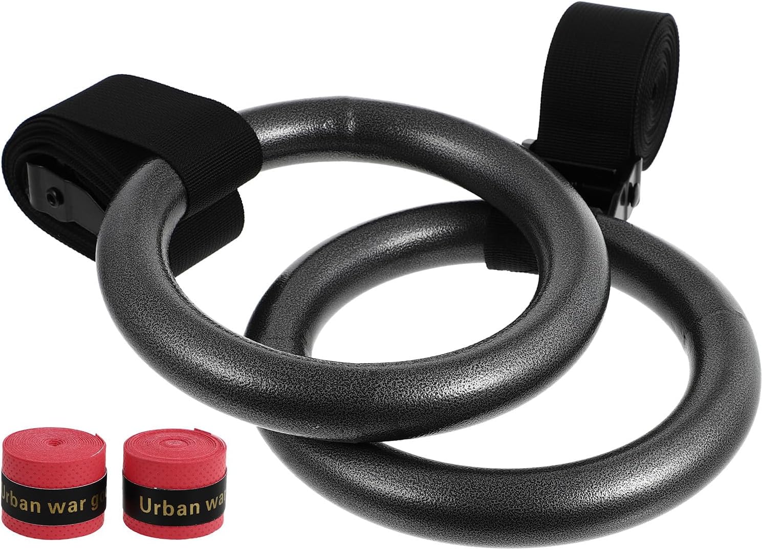 Adjustable Fitness Rings with Nylon Straps, Portable Gymnastics Rings Set for Home and Campus Workout, Sturdy Bodyweight Training Equipment for Strength and Calisthenics Random