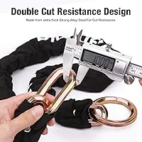 Vista 4 de BIGLUFU - Cerraduras de cadena para motocicleta, cadena de seguridad larga resistente de 3.3 pies, a prueba de cortes, cadenas cuadradas de 0.39