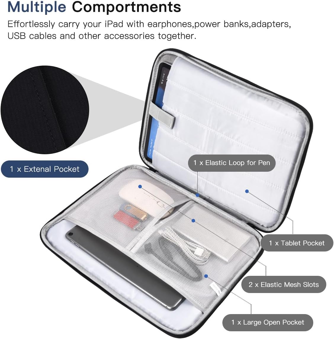 13 Inch Laptop Carrying Sleeve for 2025 Apple MacBook Air 13 Inch Laptop with M4 chip A3240, MacBook Air 13.6" M3 A3113 2024 / M2 A2681 2022 Protective Bag Case with Handle Pocket - Black - Image 4