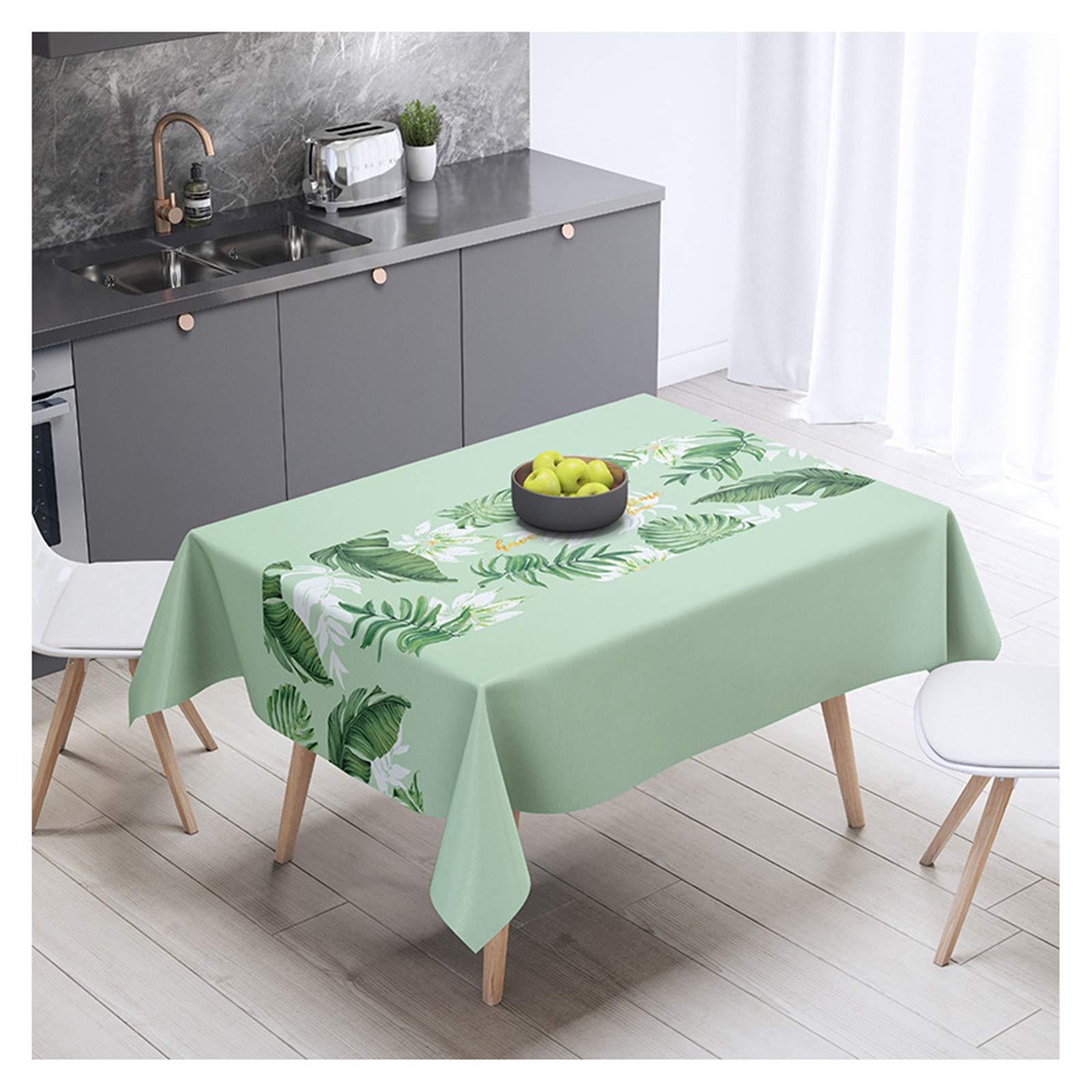 Nappe imprimé de feuilles style nordique 140x230cm pour transformer votre table et masquer les imperfections