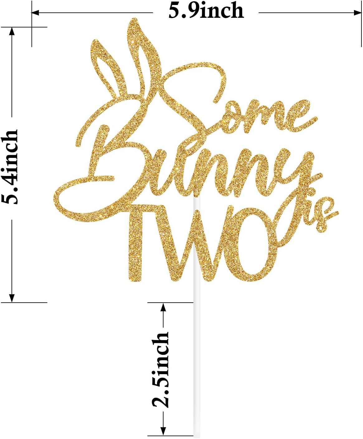 Some Bunny is Two Cake Topper, Bunny 2nd Birthday/Two Sweet, Rabitt Ear Theme 2nd Birthday Party Decorations, Easter Bday Cake Decorations for Boys Girls