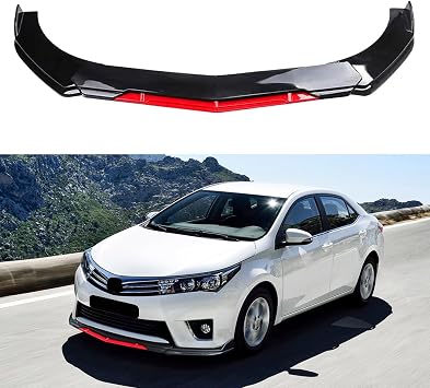 JMTBNO Universal Front Bumper Lip Chin Spoiler Splitter Diffuser Protector Air Dam Body Kit Adjustable Red Front Bumper Lip Compatible with Honda Toyota Ford Nissan Chevrolet and Most Cars