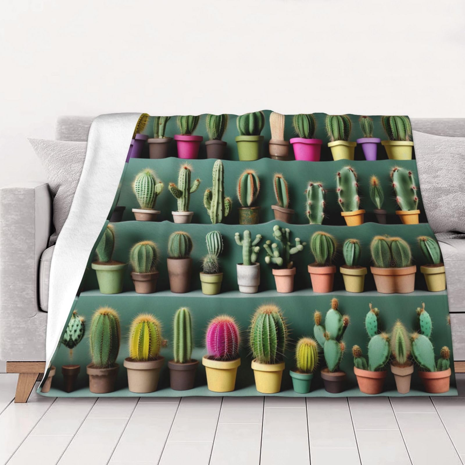 Couverture polaire cactus 203x152 cm jeté de lit flanelle peluche