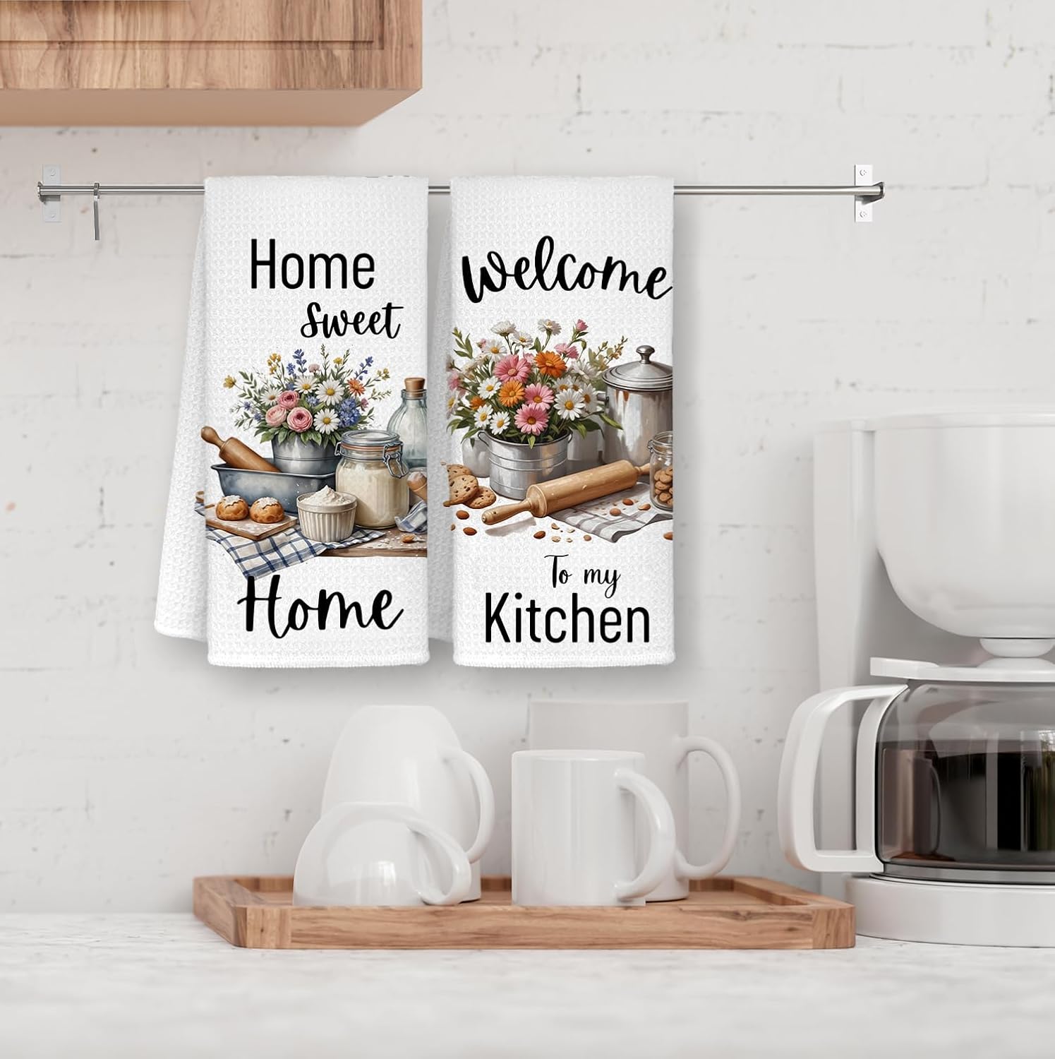 Funny Kitchen Towels, New House Housewarming Gifts Dish Tea Towels for Kitchen Decor, Home Sweet Home Decorative Hand Towels, Hostess Host Gifts, 16x24 Inch Set of 2 - Image 3