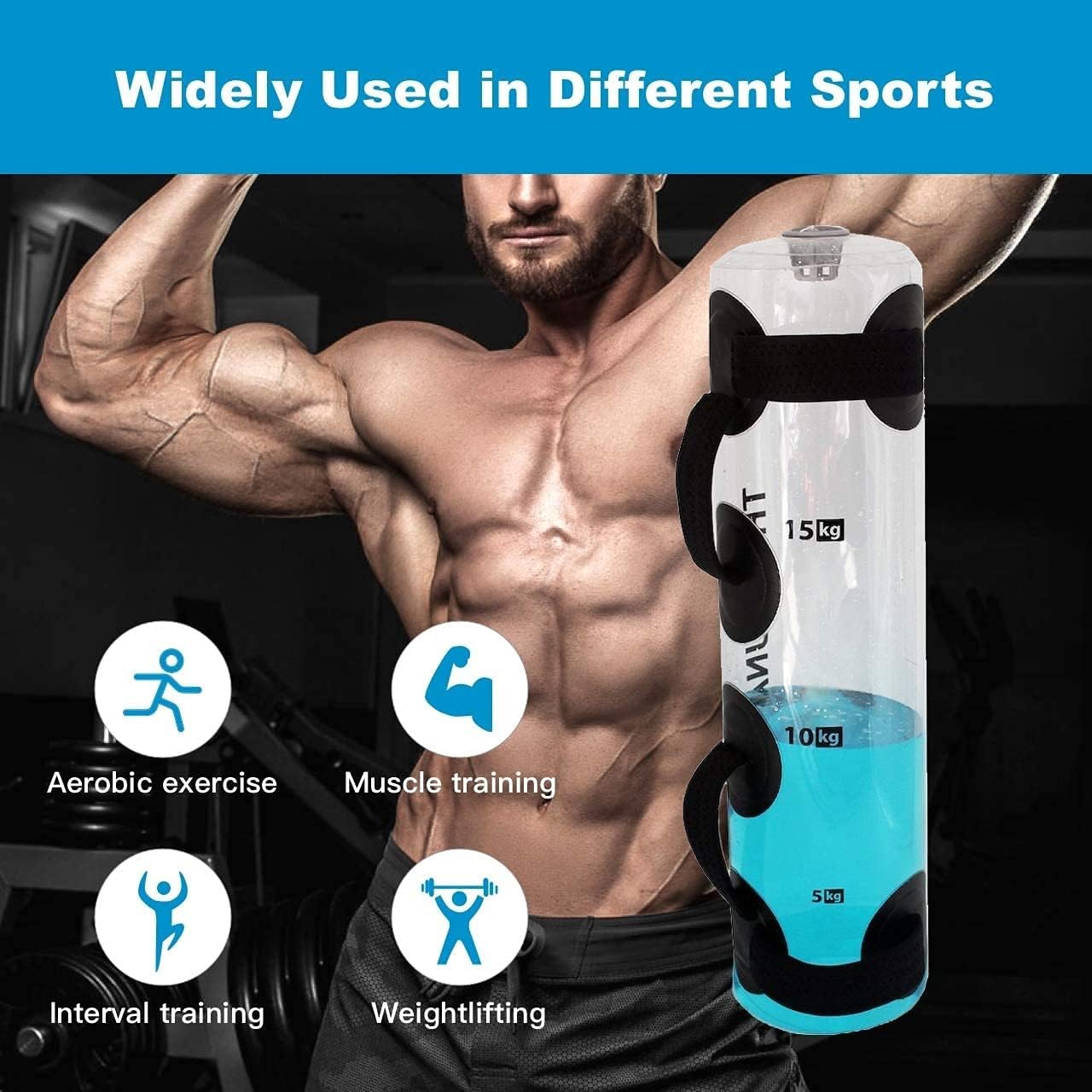 Water Weights Aqua Bag, 33/44/77IB Fitness Water Bag Fitness Aqua Bag Adjustable Core Workout Sandbag Water for Training Balance Exercise Home (Size : 44ib)