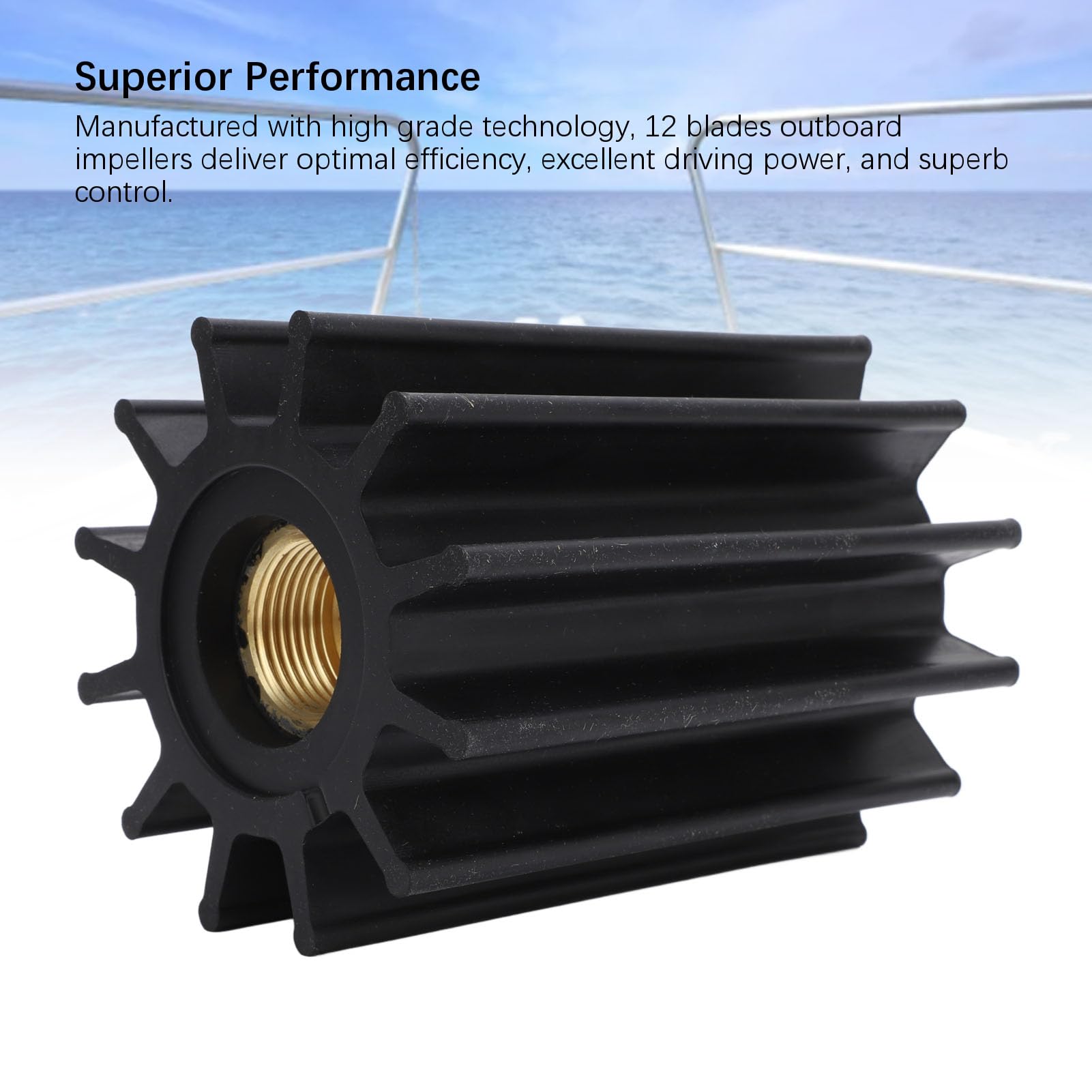 SIXRUN Girante per Pompa dell'acqua a 12 Pale, Girante Marina in Gomma, Metallo, 97 Mm X 130 Mm, con Diametro Interno di 25, Flusso d'acqua Aumentato, Facile da Montare per Motore Fuoribordo F95