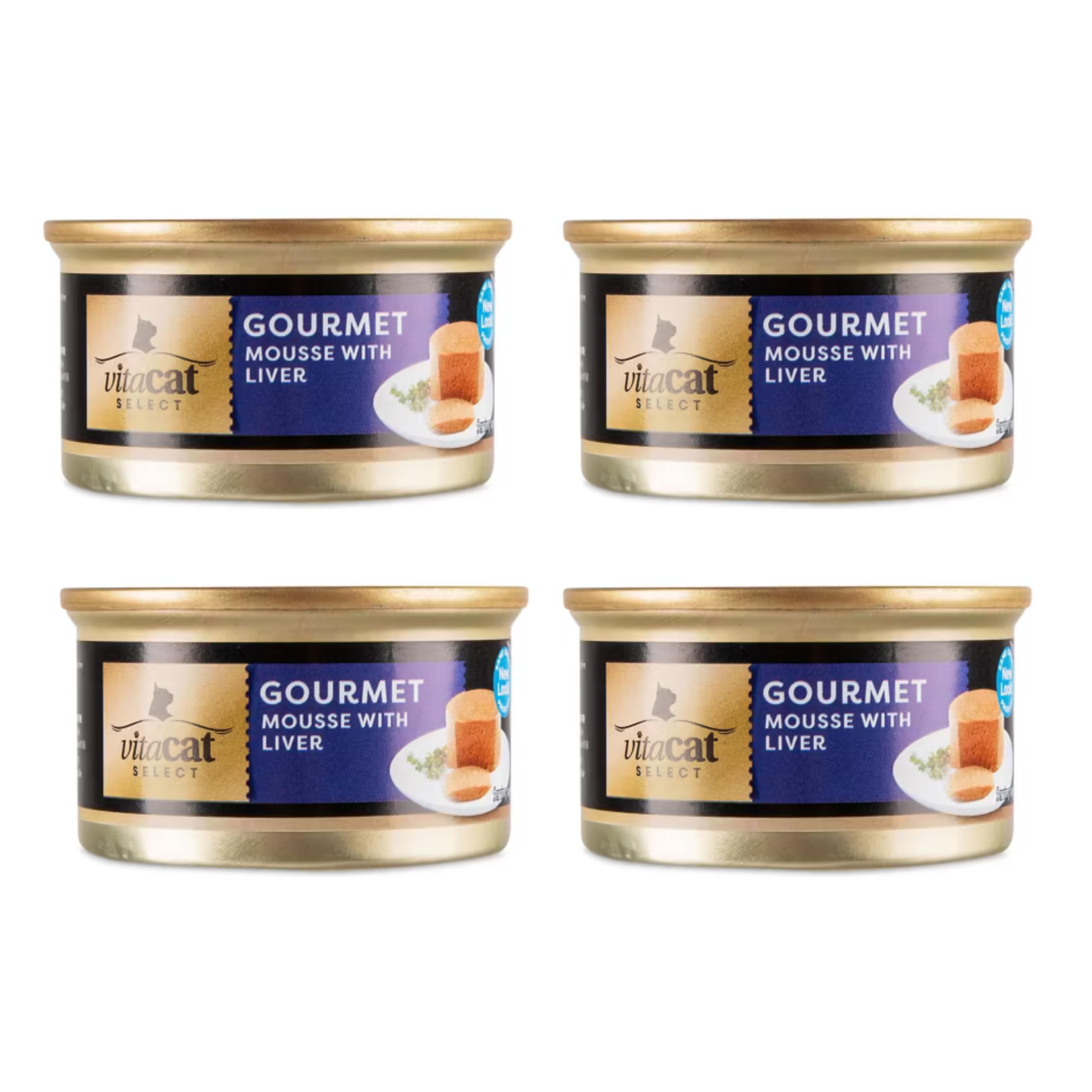 Ark future Vitacat Select Gourmet Mousse Cat Food for Adult Cats – Cans with Meat & Fish Derivatives (Pack of 4 x 85g, Liver)
