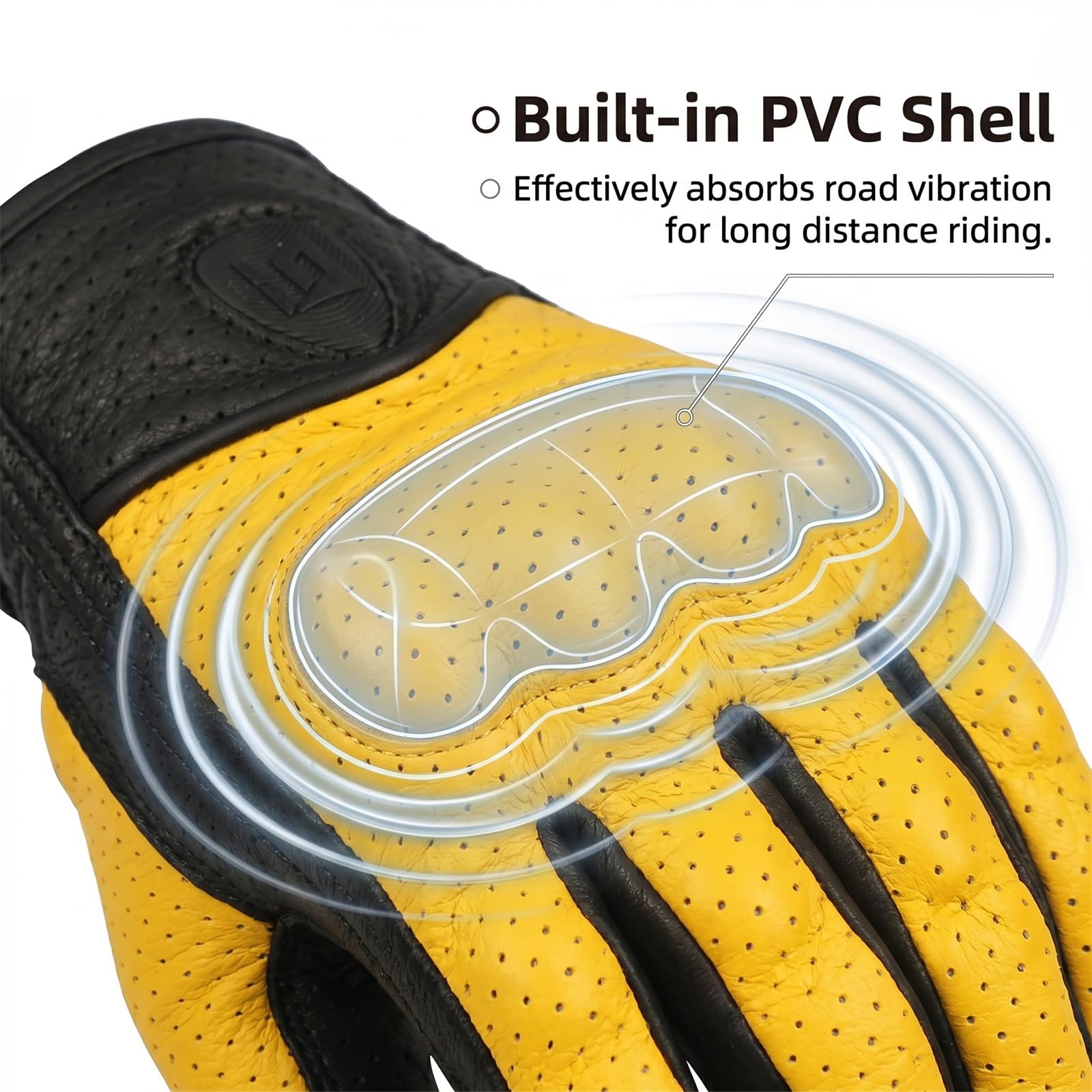 Gants de Moto en Cuir, Gants de Moto pour Hommes et Femmes, Vintage en Peau de Mouton, Protections rigides, Compatible avec écran Tactile, Gants de vélo pour Cyclisme