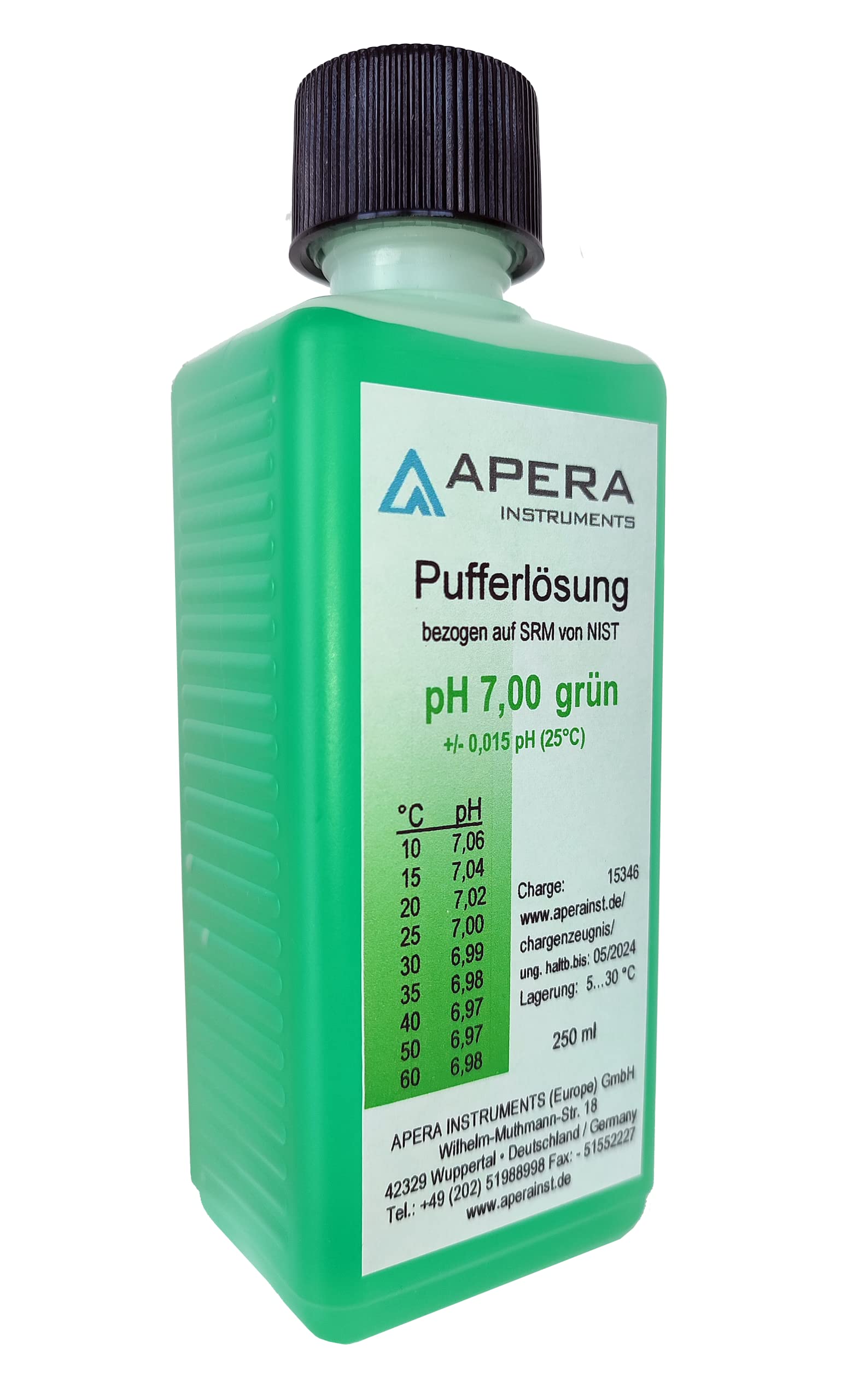 Apera Instruments Électrode pH combinée AI1301 201-C, connecteur BNC, polycarbonate/verre & Solution d'étalonnage pH 7.00 250 ml