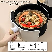 Vista 4 de 200 forros de papel desechables para freidora de aire, redondos, antiadherentes, papel pergamino para hornear, asar, horno microondas (6.3 pulgadas)