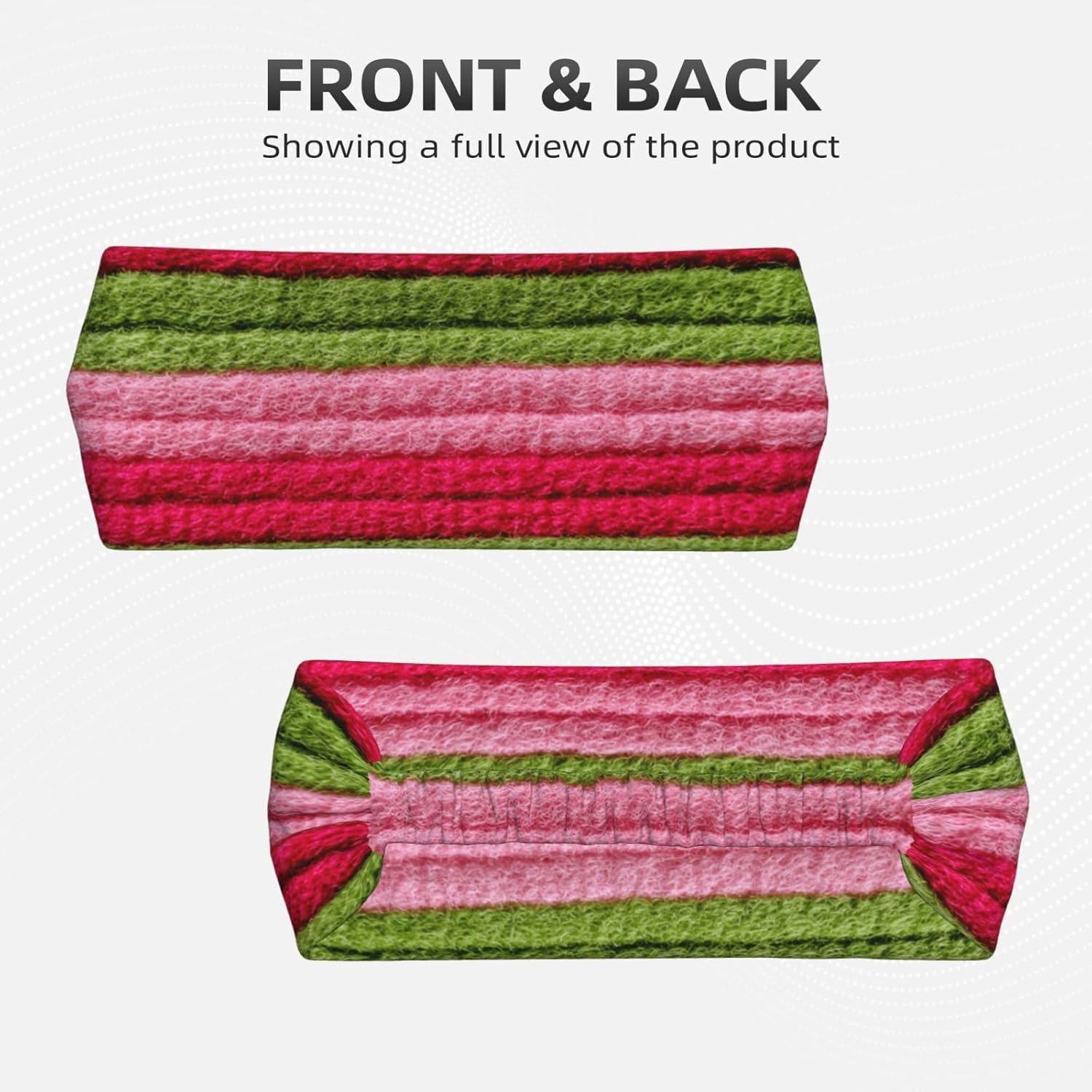 Vibrant Pink and Green Striped Textured Fabric Headband Sports Sweatbands for Men Women Hairband for Workout Athletic Running Yoga Basketball Gym