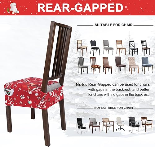Miniatura 7 de NIBESSER Juego de 4 fundas de asiento para sillas de comedor, elásticas, suaves, extraíbles y lavables, para comedor, fundas de cojín de asiento
