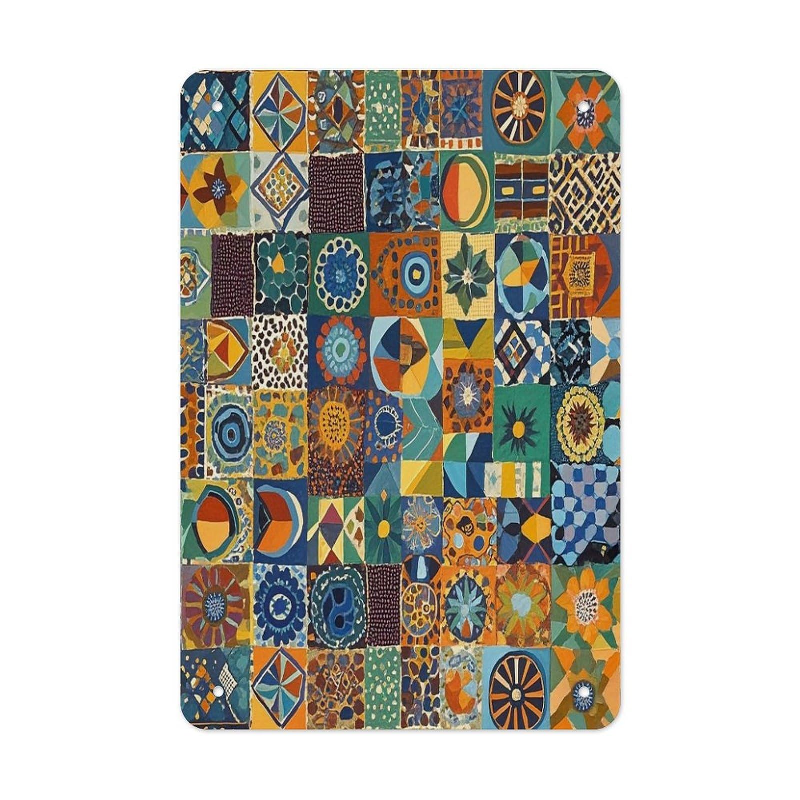 African Style Patchwork Metal Tin Sign Funny Vintage Metal Signs Metal Art Poster Man Cave Decor Retro Tin Sign for Home Office Kitchen Bar Cafe Garden Wall Decor 11.8 X 7.9 Inch