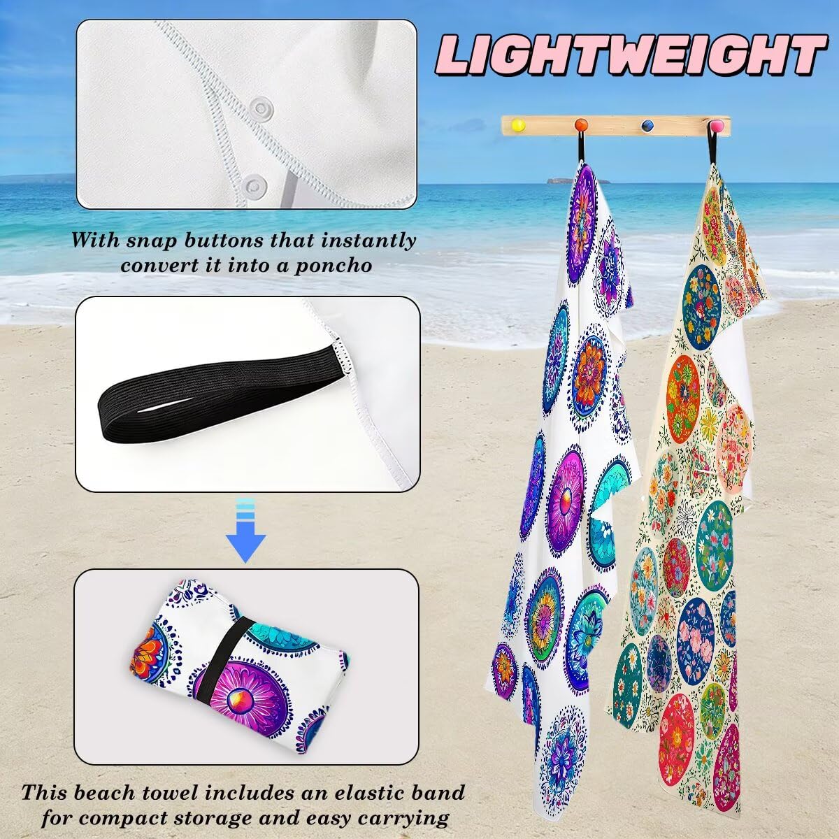 Toalla Playa 80x160 cm, Toalla Gimnasio Microfibra Secado Rapido, Juego de 2 Antiarena Toallas de Playa, Ligera Compacta Toallas Microfibra Grande para Viaje, Regalo Hombre Regalo Mujer (Retro) -4025