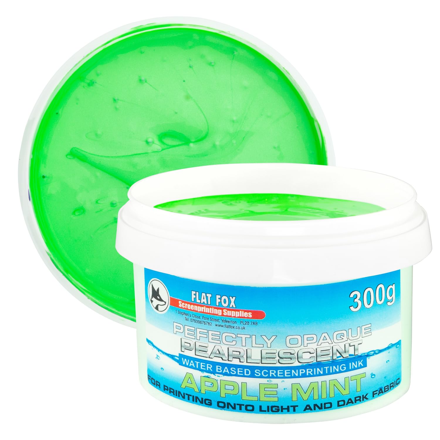 Perfectly Opaque Pearlescent Metallic Screen Printing Fabric Ink (Apple Mint, 300g), 100 ml - Image 2