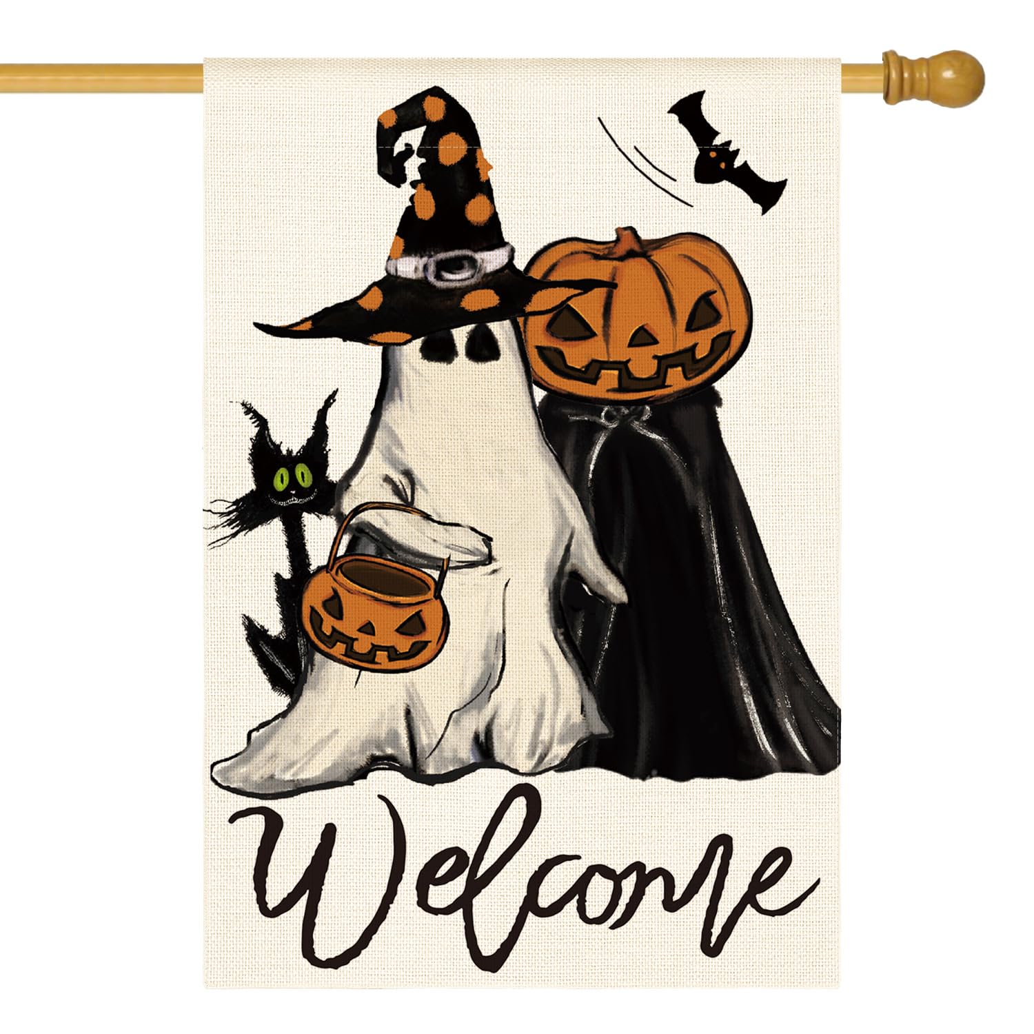 Drapeau de maison vertical Halloween anti-décoloration pour préserver vos décors extérieurs
