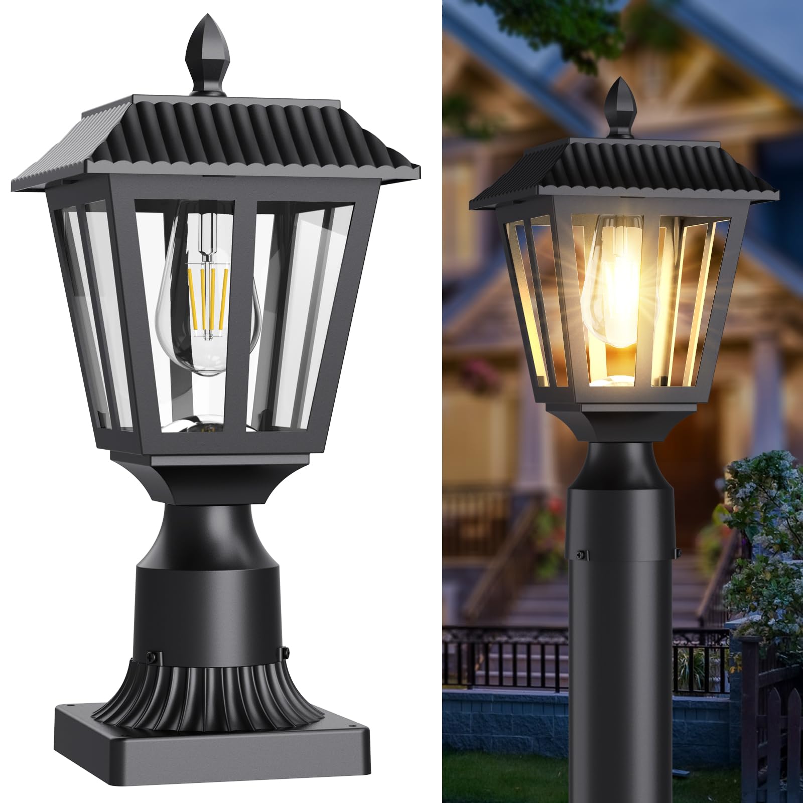 Greluna Solar Post Light with Pier Mount Base