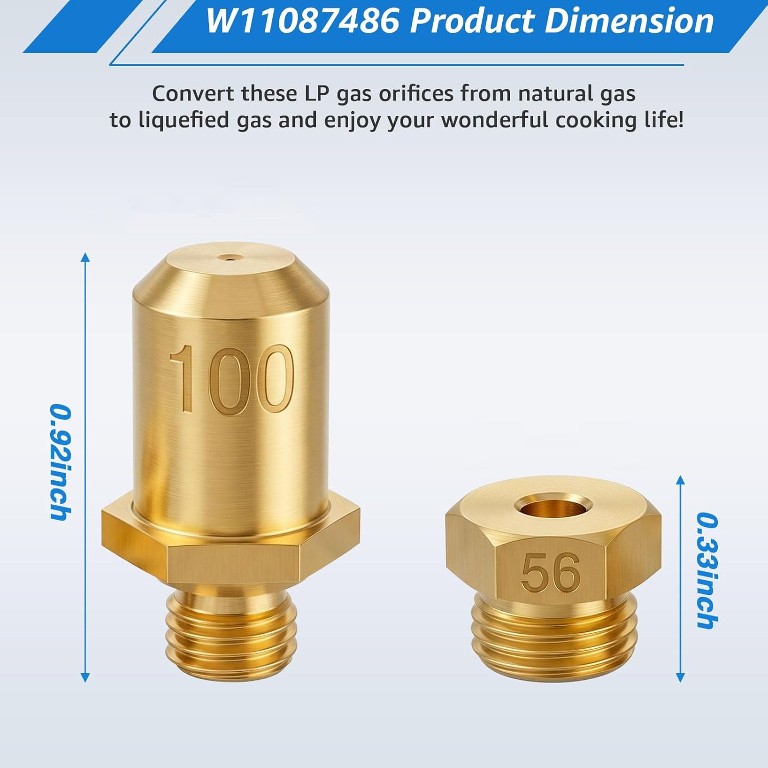 W11087486 LP Bake and Broil Orifice Kit for Kenmore for Whirlpool Gas Range, LP Conversion Kit Compatible with W10566535