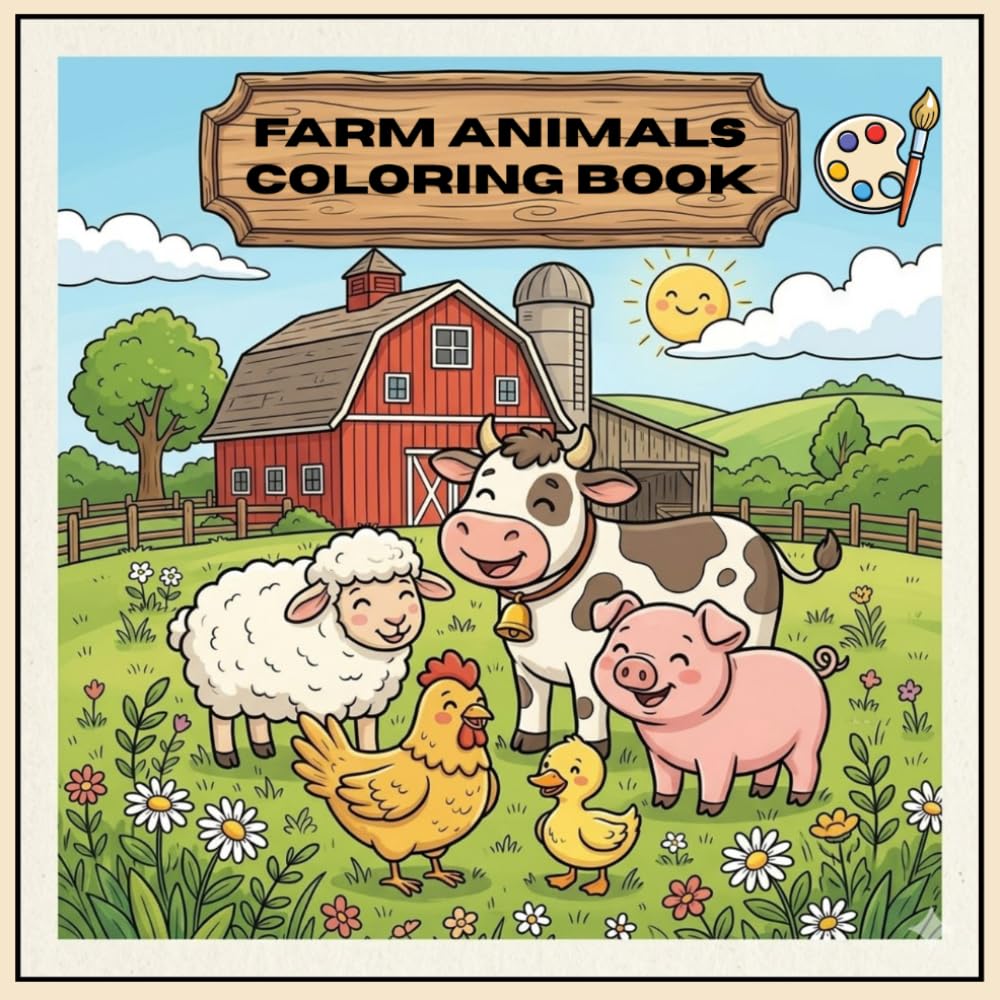 Cute Animal Friends: A Kawaii Coloring Journey with Adorable Creatures from the Farm for children 3 - 5